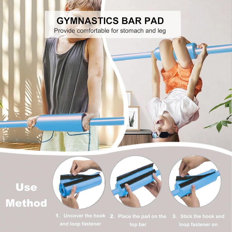 ZUETK Expandable Gymnastics Bar for Kids, Adjustable Height Junior Training Kip Bar, Folding Gymnastic Horizontal Bars Monkey Bar, Home Gym Equipment for Kid Gymnasts, Child, Girl, Boy - Image 2